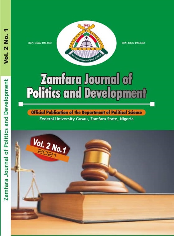 					View Vol. 2 No. 1 (2021): Zamfara Journal of Politics and Development
				