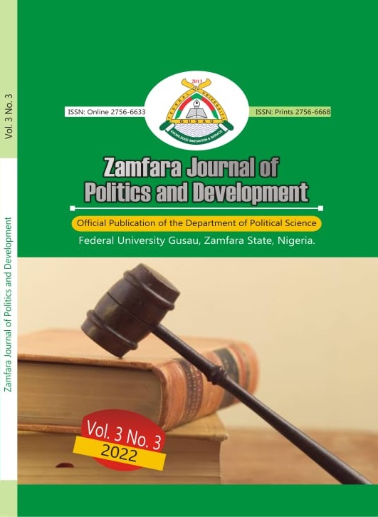 					View Vol. 3 No. 3 (2022): Zamfara Journal of Politics and Development
				